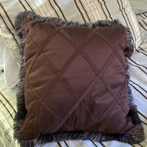 NWOT brown pillow with fringe